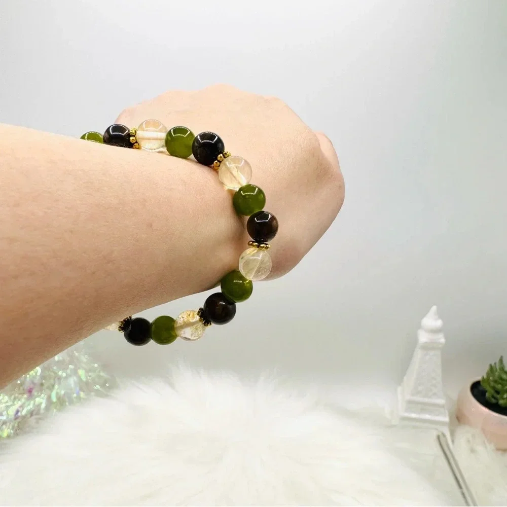 Tiger Eye Stone and Smoky Quartz Mix Beaded Bracelet